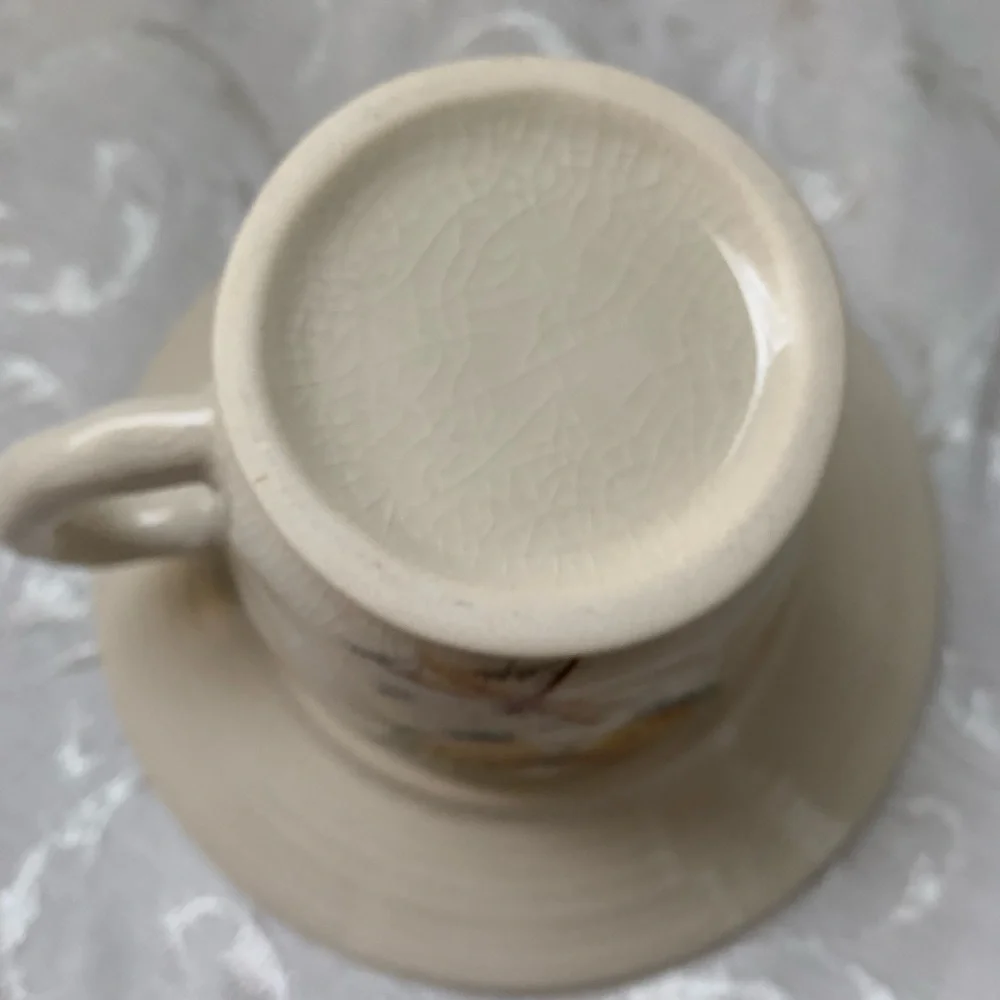 Butterfly Dragonfly Cup And Saucer Tea light/votive Holder ? Unmarked Cottage